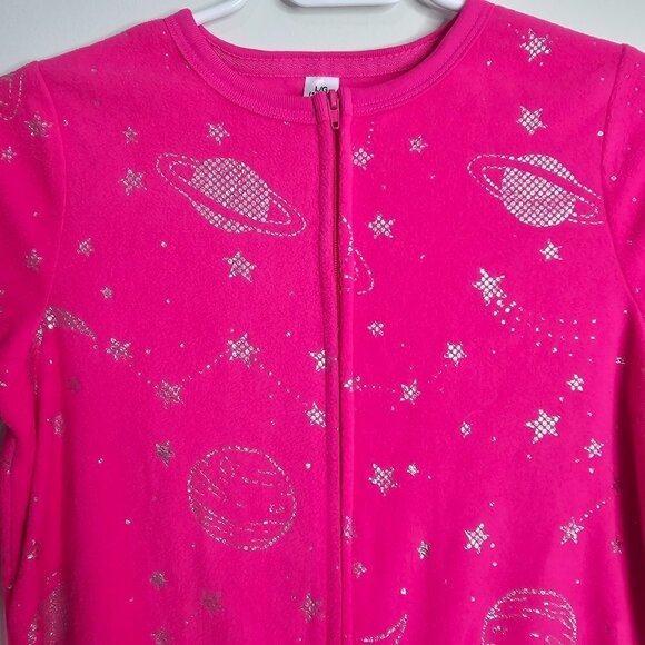 Girl's Onsie/Blanket Sleeper, Hot Pink, Galaxy Theme, Large (10-12) - Picture 4 of 10